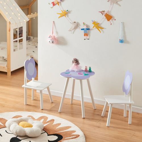 Ensemble de sièges pour enfants Simrishamn avec fleurs - Design blanc/violet [en.casa] - premiumXL