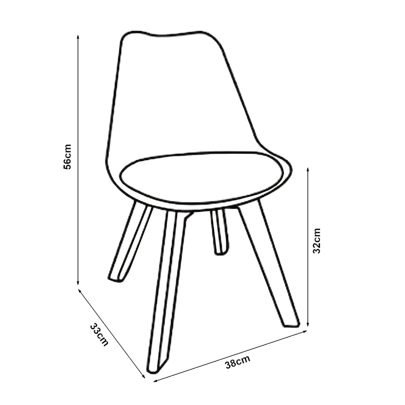 Croquis coté Set de 2 chaises pour enfants Elvdal rembourré en similicuir PU plastique hêtre [en.casa]