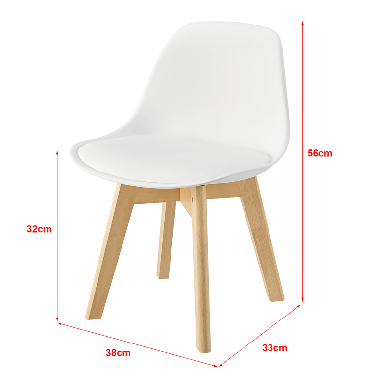 Croquis coté Set de 2 chaises pour enfants Elvdal rembourré en similicuir PU plastique hêtre [en.casa]