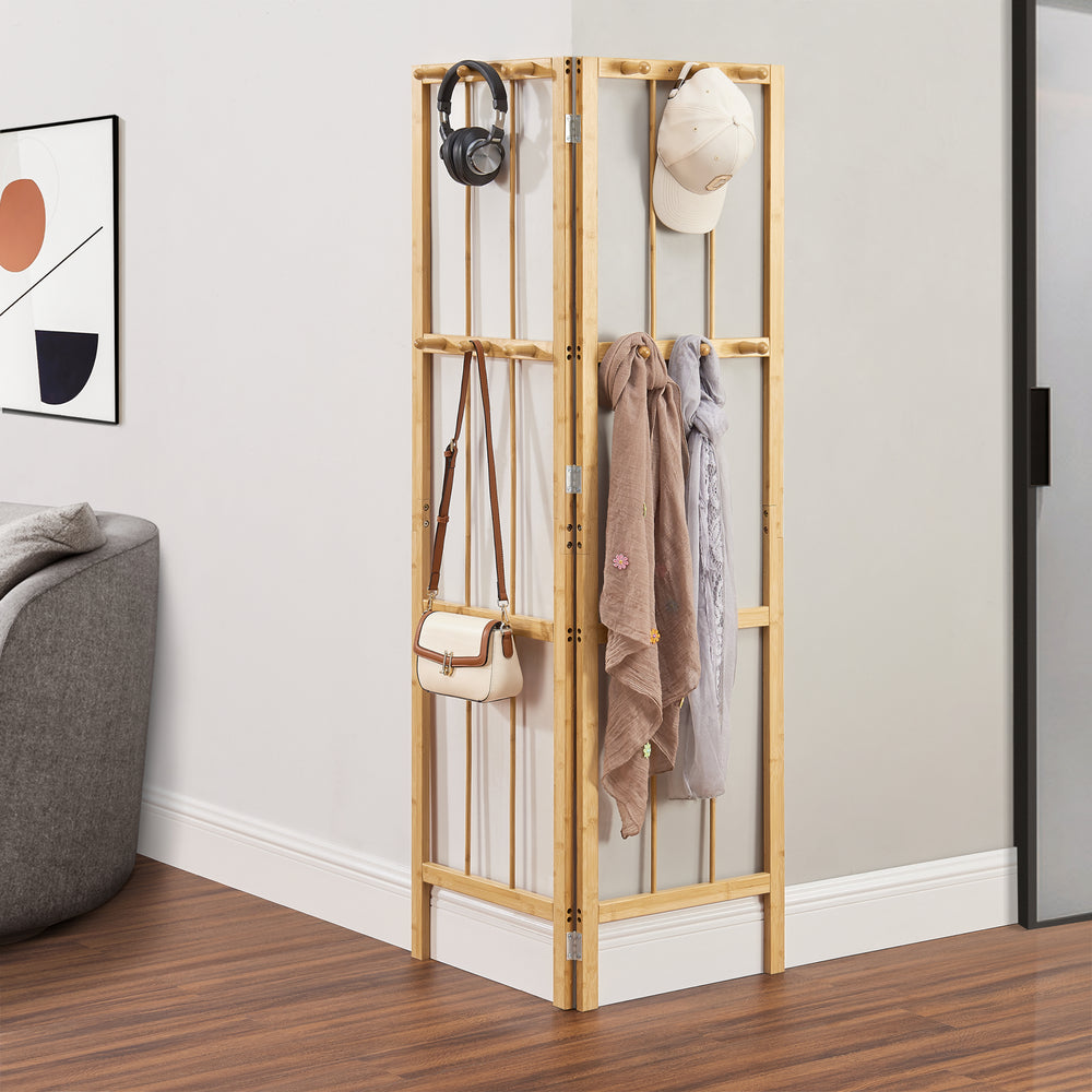 Eckgarderobe Hyllestad 165,5x92x8cm Bamboe [en.casa] - premiumXL