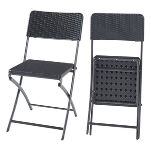 Set de chaises pliantes Mark 2 - pièces aspect rotin, noir [en.casa] - premiumXL