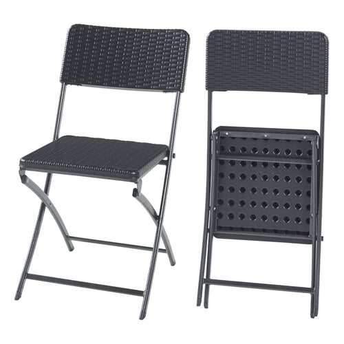Set de chaises pliantes Mark 2 - pièces aspect rotin, noir [en.casa] - premiumXL