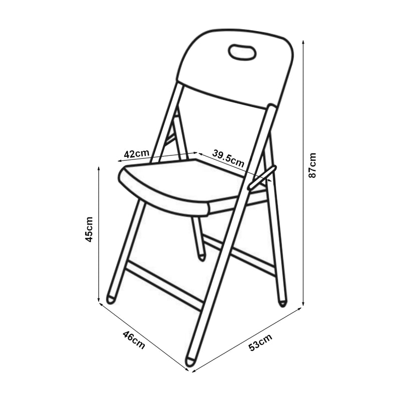 Croquis coté Chaises pliantes Ljusnarsberg 87 x 46 x 53 cm [en.casa]