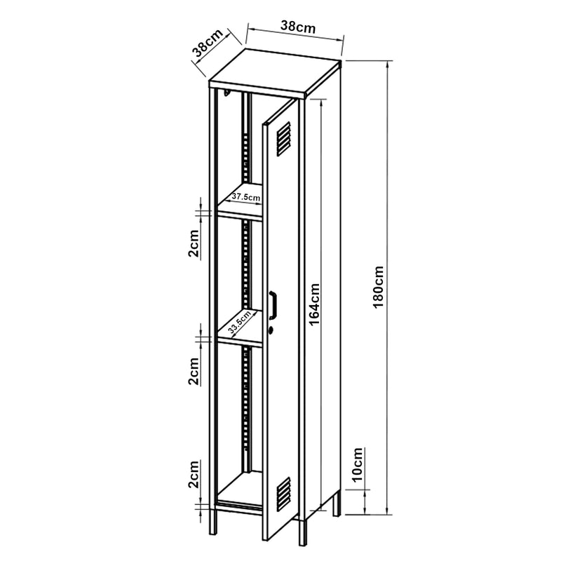 Croquis coté Armoire métallique Seinäjoki acier [en.casa]