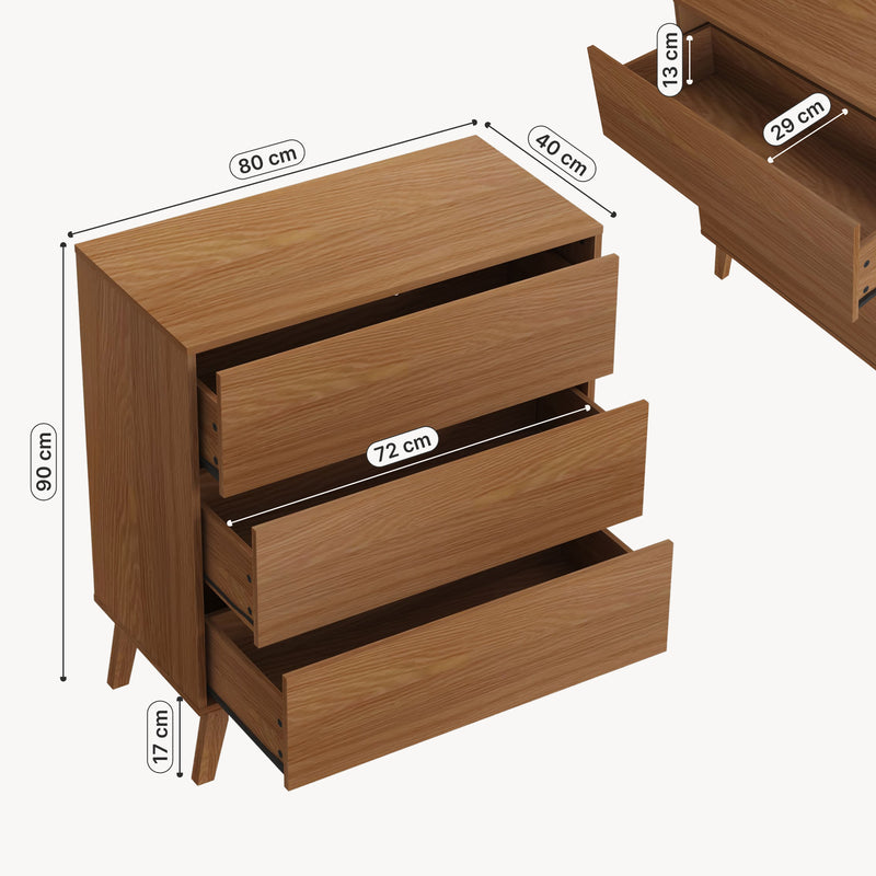 Croquis coté Commode Aastmabospoo 90 x 80 x 40 cm [en.casa]