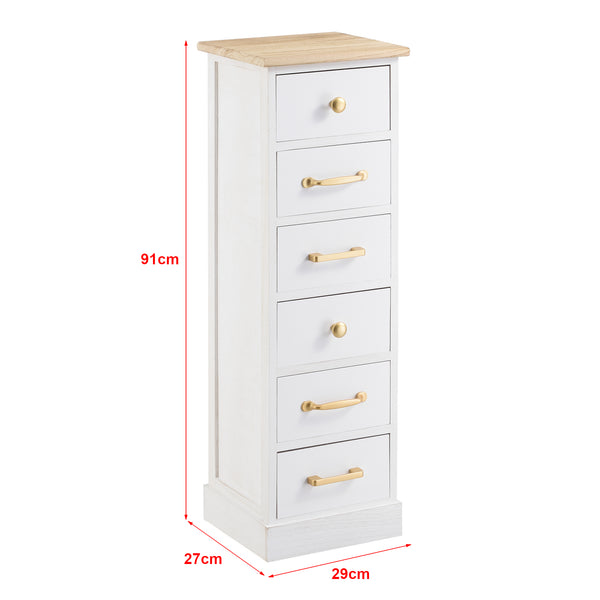 Commode Salo à 6 Tiroirs avec Poignées Design en Bois 91 x 29 x 27 cm [en.casa]