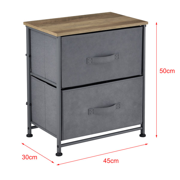 Commode met lades grijs stof en hout - 4 varianten