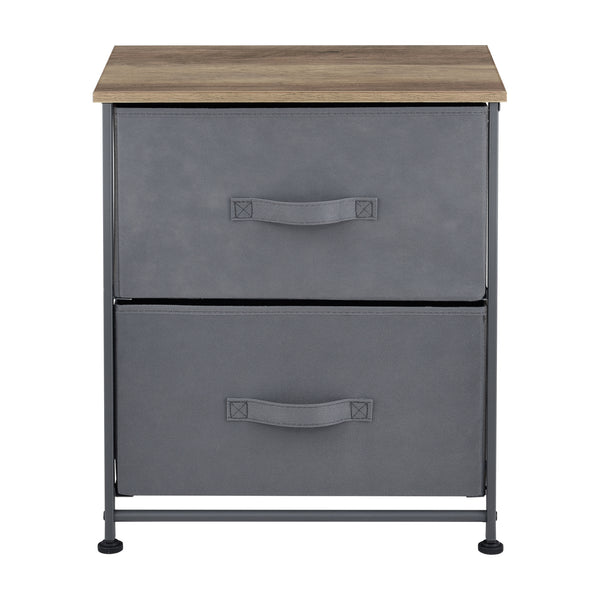 Commode met lades grijs stof en hout - 4 varianten