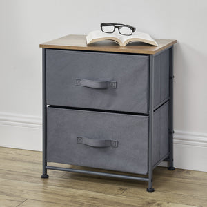 Commode met lades grijs stof en hout - 4 varianten