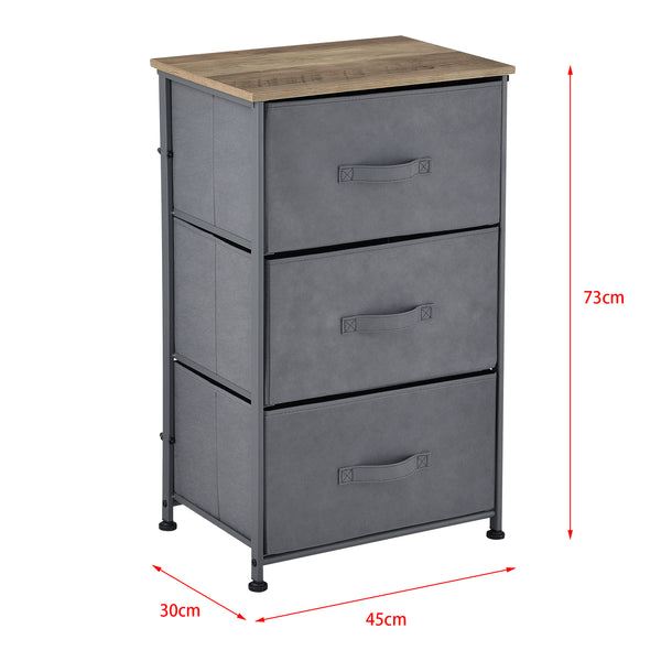 Commode met lades grijs stof en hout - 4 varianten