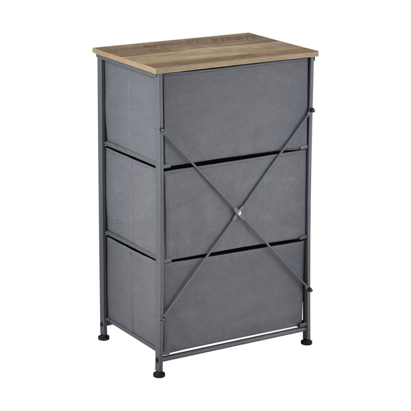 Commode met lades grijs stof en hout - 4 varianten
