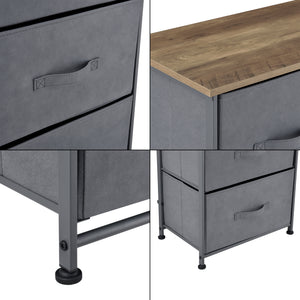 Commode met lades grijs stof en hout - 4 varianten