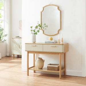 Table console Ferrersp 100 x 40 x 80 cm effet chêne / couleur sable [en.casa]