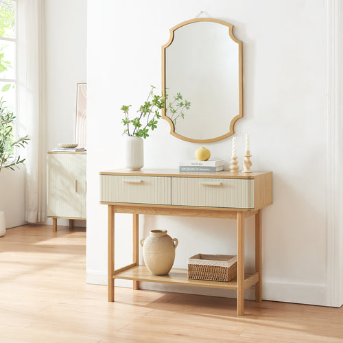 Table console Ferrersp 100 x 40 x 80 cm effet chêne / couleur sable [en.casa]