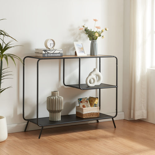 Console Krødsherad 83x102x36cm Noir/Chêne [en.casa] - premiumXL