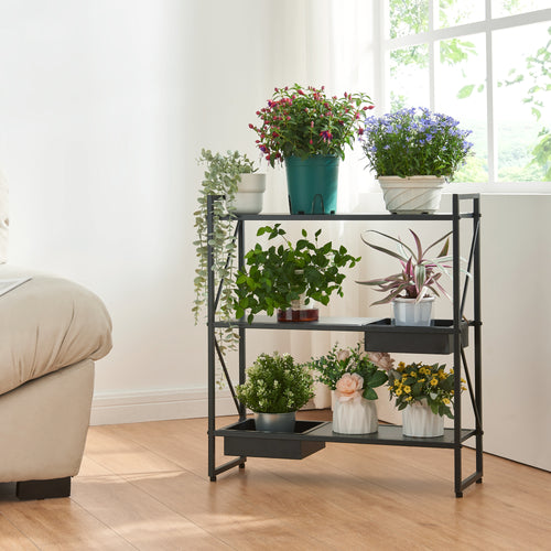 Étagère à plantes Berkelland métal noir [en.casa] - premiumXL