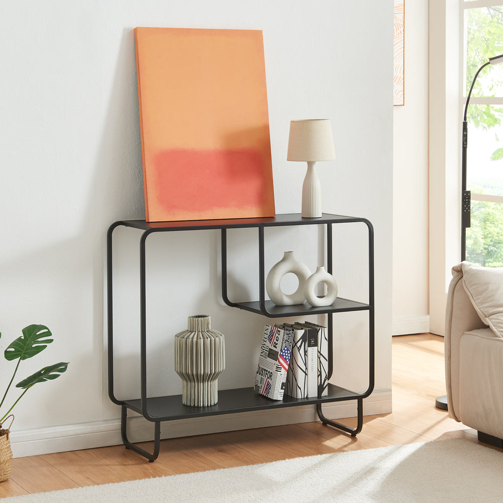 Table console Færder acier noir mat [en.casa]