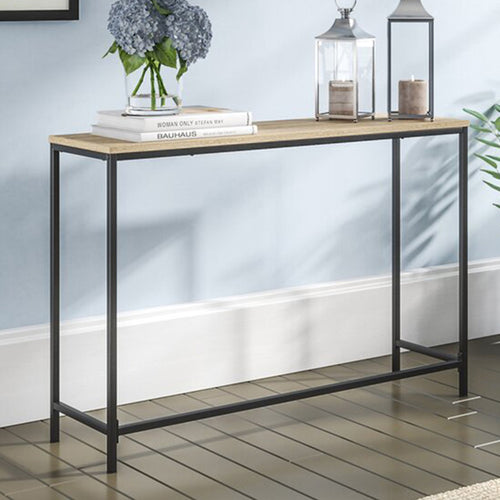 Table console Kronoby 80 x 100 x 30 cm noir / effet bois [en.casa]