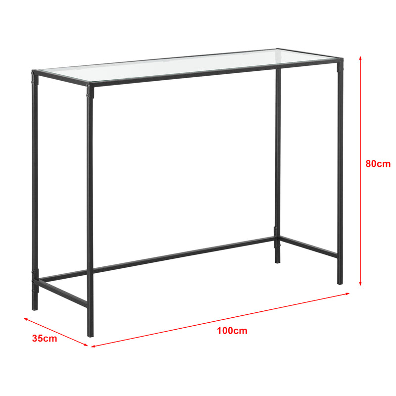 Croquis coté Table Console pour Salon Alajärvi en Verre 100 x 35 x 80 cm [en.casa]