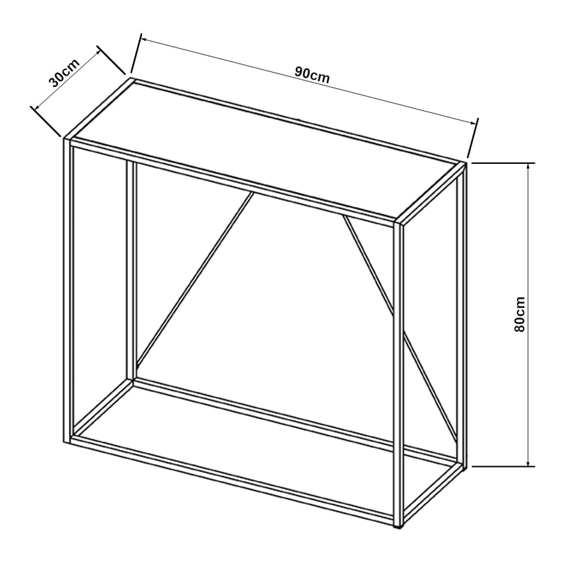 Croquis coté Table console Austevoll acier 90 x 30 x 80 cm [en.casa]