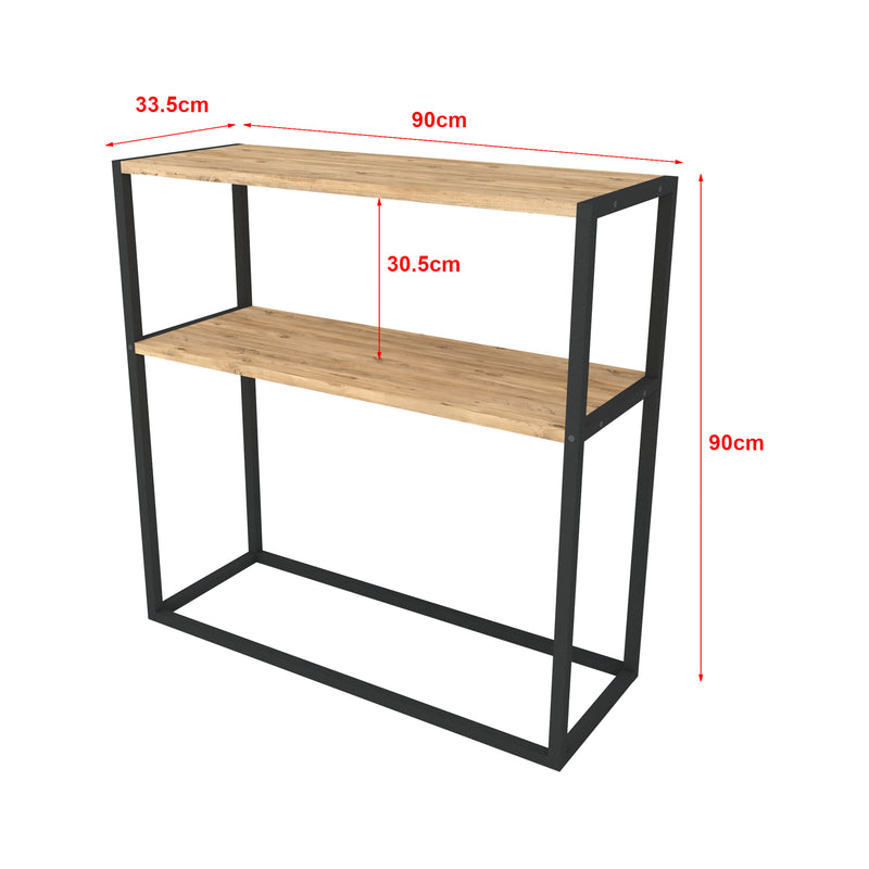 Croquis coté Table console Hemsedal avec surface de stockage 90 x 90 x 33,5 cm [en.casa]
