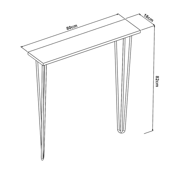 Table console Kokemäki à pieds épingle à cheveux noir [en.casa]