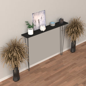 Table console Kokemäki à pieds épingle à cheveux noir [en.casa]