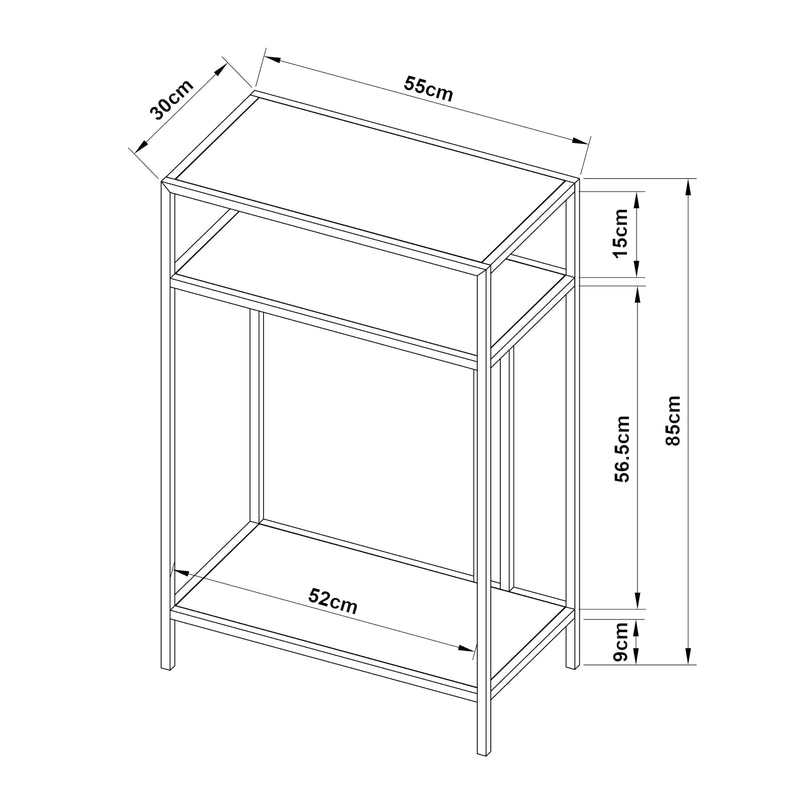 Croquis coté Table console Kumlinge acier [en.casa]