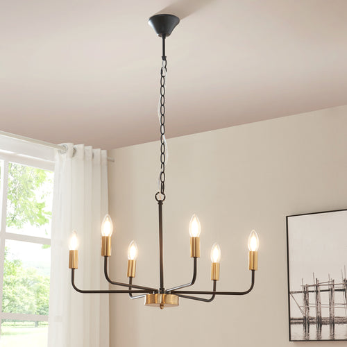 Kroonluchter Bishop Metaal Zwart/Messingkleurig [lux.pro] - premiumXL