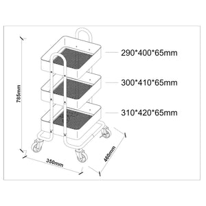Chariot de service Pyhäntä à 3 paniers acier 79 x 46 x 35 cm [en.casa]