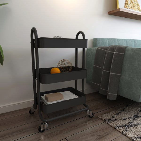 Chariot de service Pyhäntä à 3 paniers acier 79 x 46 x 35 cm [en.casa]