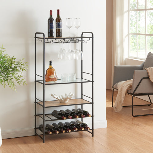 Weinregal Hustadvika 120x61x33cm Zwart/Eik [en.casa] - premiumXL