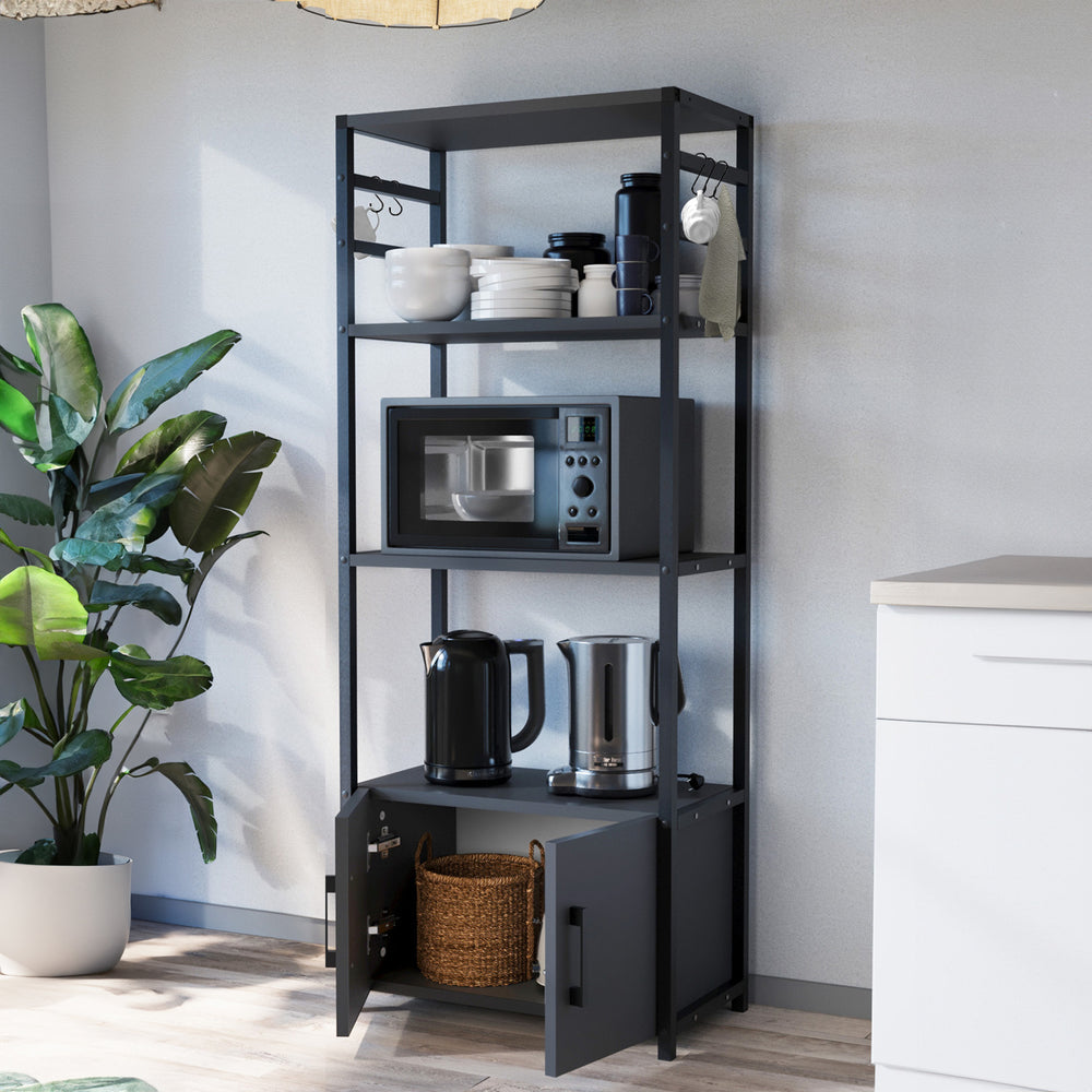 Étagère de cuisine Arhuni 139 x 56 x 30 cm noir [en.casa]