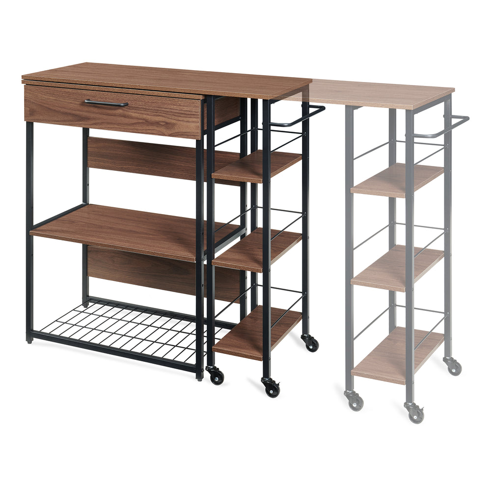 Keukenrek Kirhuskyna uitschuifbaar 130x40x85 cm zwart en walnootkleurig [en.casa] 