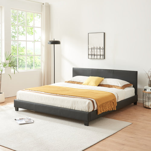Lit en similicuir 180x200 cm noir Corium - premiumXL