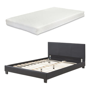 Corium sommier tapissier avec matelas (140 / 160 / 180 / 200x200cm)(7 couleurs)(mousse froide) - avec cuir-synthétique / housse cuir-synthétique / modèrne / avec  sommier à lattes /