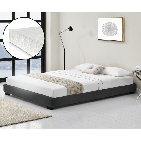 Lit Moderne Rembourré avec Similicuir avec Matelas Corium 