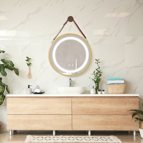 LED - Badspiegel Picerno met ophanging Goud in verschillende maten [pro.tec] - premiumXL