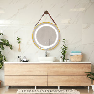 LED - Badspiegel Picerno met ophanging Goud in verschillende maten [pro.tec] - premiumXL