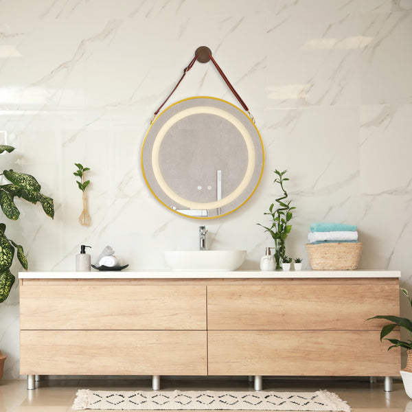 [pro.tec] LED spiegel Picerno rond goudkleurig - 4 varianten