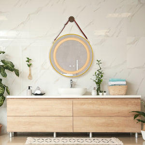 [pro.tec] LED spiegel Picerno rond goudkleurig - 4 varianten