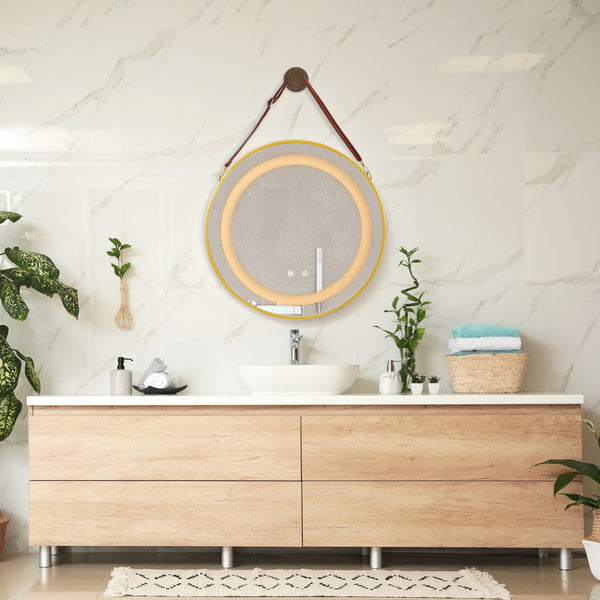 [pro.tec] LED spiegel Picerno rond goudkleurig - 4 varianten