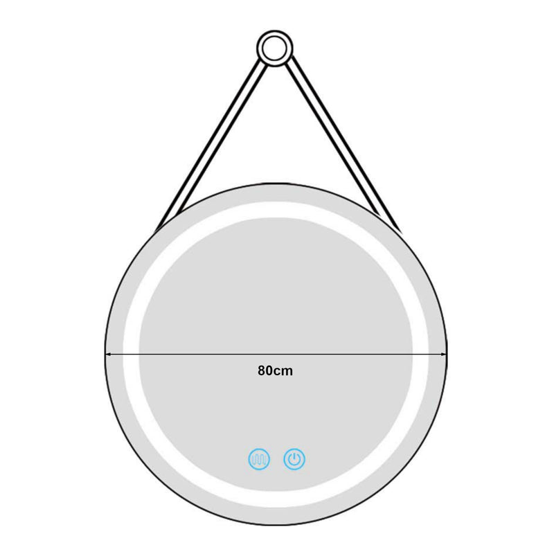 Croquis coté Miroir LED avec corde Picerno or pro.tec