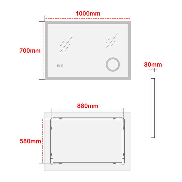 Miroir LED Scafa pour salle de bain pro.tec