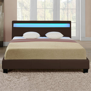 Corium Lit capitonné à LED Corium (Paris) avec matelas (140 | 160 | 180 | 200 x200cm)(7 Couleurs)(mousse froide) - avec cuir synthétique / housse  cuir synthétique / éclairage RVB / avec sommier à lattes /