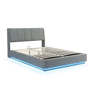 Tweepersoonsbed Tröstiar led bed met opbergruimte linnen [en.casa]