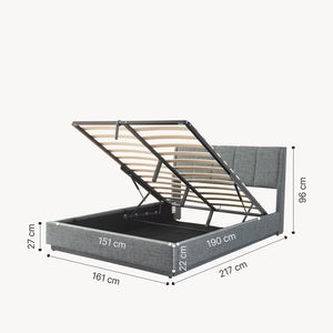 Tweepersoonsbed Tröstiar led bed met opbergruimte linnen [en.casa]