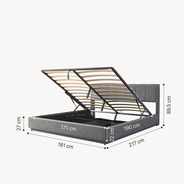 Tweepersoonsbed Tröstiar led bed met opbergruimte linnen [en.casa]