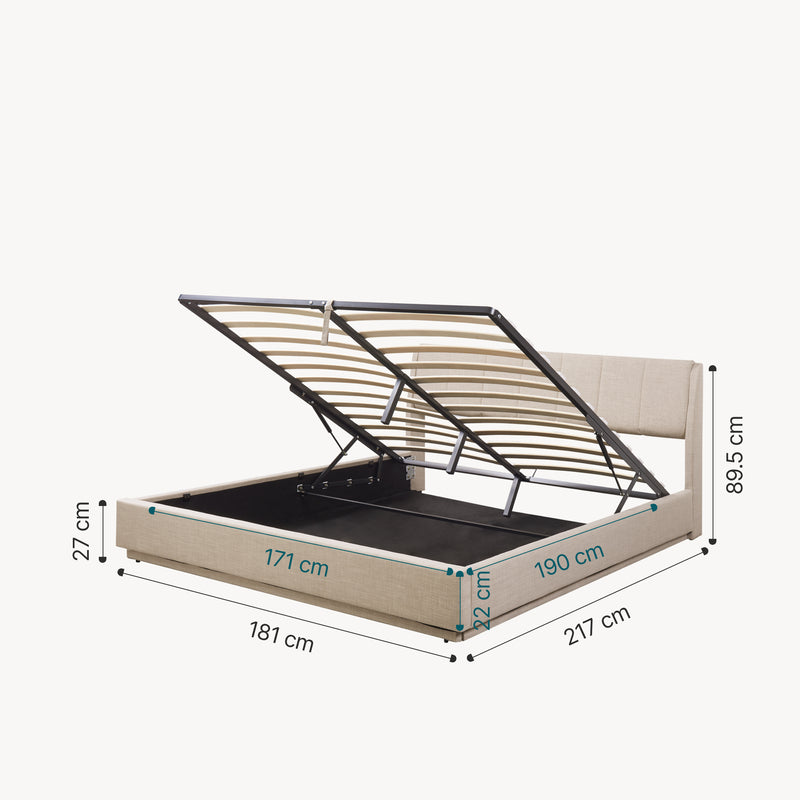 Maatschets Tweepersoonsbed Tröstiar led bed met opbergruimte linnen [en.casa]
