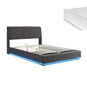 Tweepersoonsbed Tröstiar met matras en LED [en.casa]